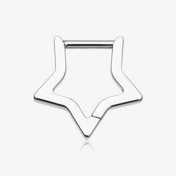 Implant Grade Titanium Basic Hollow Star Clicker Hoop Ring